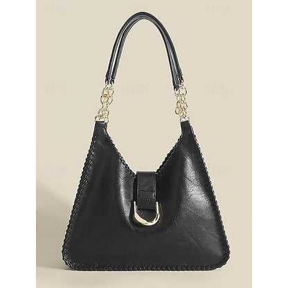 Hobo Bag with Chain – Leather Strap Vintage Women's Large