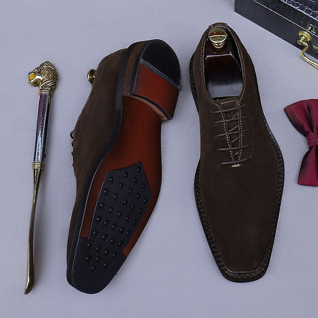 Men's Shoes - Suede Oxford Leather Cowhide Genuine