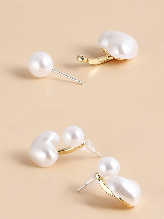 Heart-Shaped Earrings Pearl – Romantic Minimalist Elegant Drop