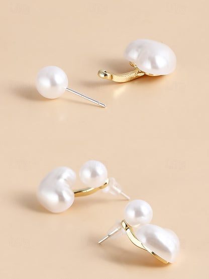 Heart-Shaped Earrings Pearl – Romantic Minimalist Elegant Drop