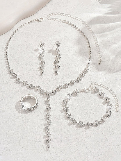 – Elegant Set Rhinestone Jewelry Necklace Gold