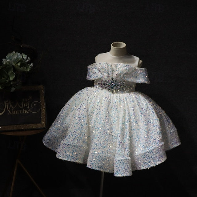 Short Dress Solid Color Sleeve Kids Girls' Party