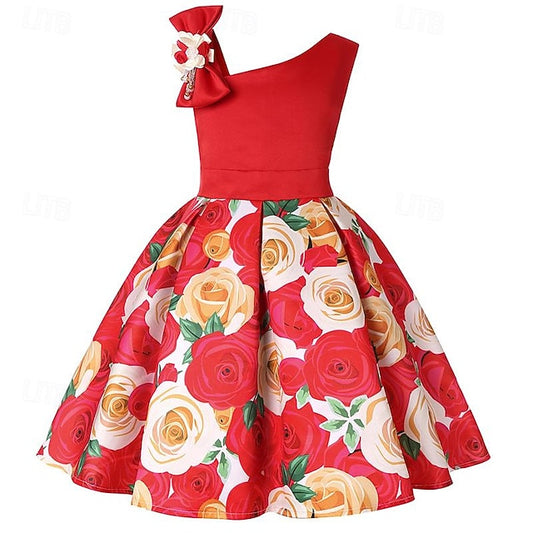 Dress 3D Girls' Sleeveless Easter Summer Party Flower