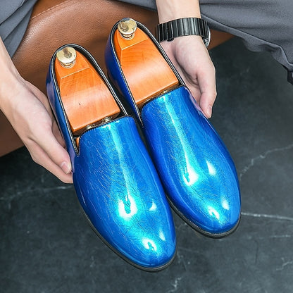 Gold Fashionable – Loafers Metallic Slip-On Men's Shiny