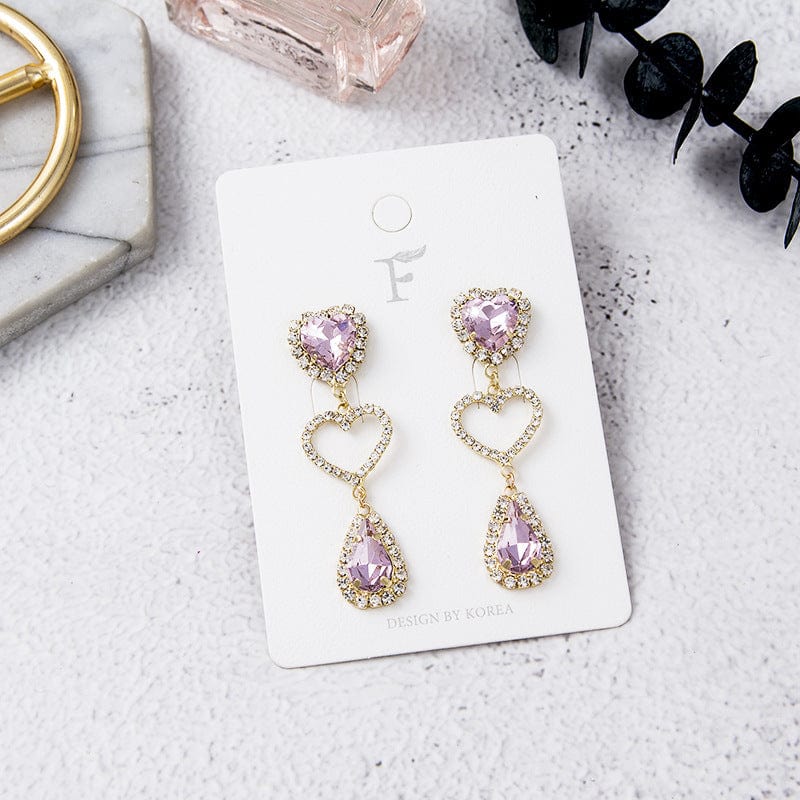 Rhinestone Heart Dangle Earrings