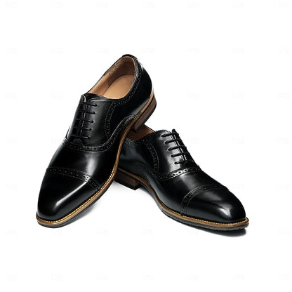 with Leather Men's Light Genuine Brown Oxford Shoes Wingtip