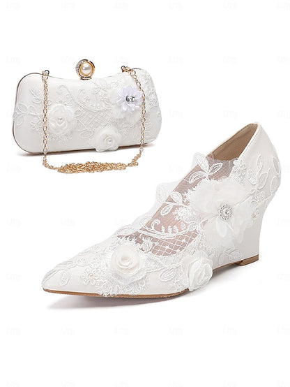 with Floral Shoes Embellishments Wedding Lace White