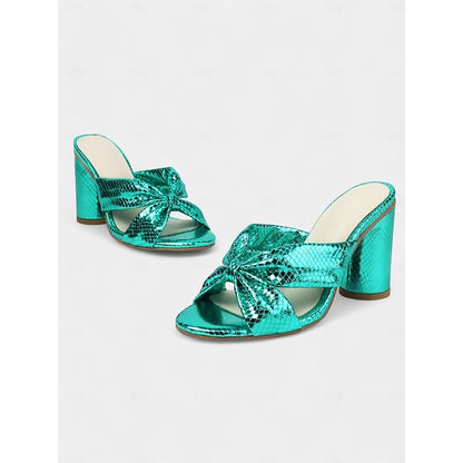 Women's Metallic Bridal Mules Bow with Pink – Design