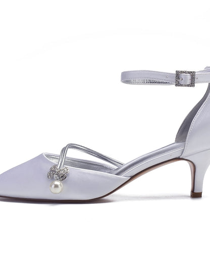 Dark Heels Blue Women's with Satin and Pearl Kitten