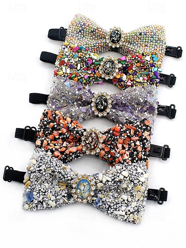 with Gemstone Strap Bow Men's Luxury Adjustable – Tie