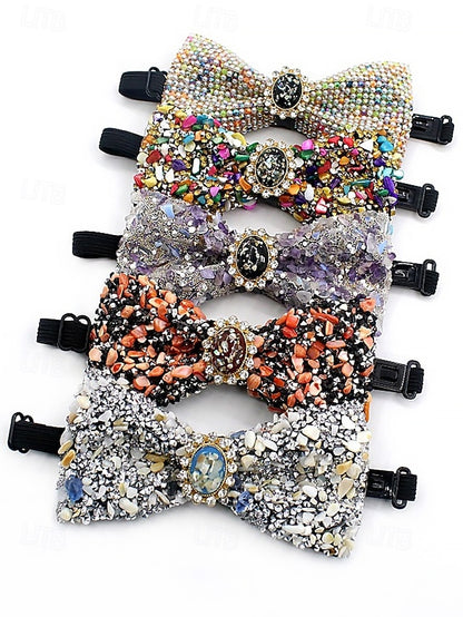 with Gemstone Strap Bow Men's Luxury Adjustable – Tie