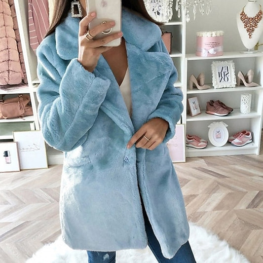 Women's Pocket Coat Winter Fur Comfortable Warm Faux