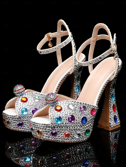 Platform with Women's Rhinestone Sandals Matching High Heel