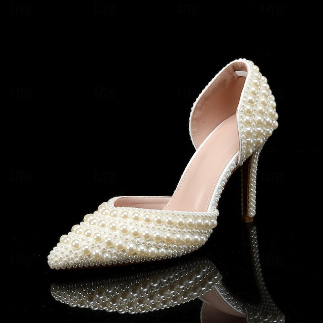 Set Women's and Stiletto – Pearl Bag White Clutch Heels