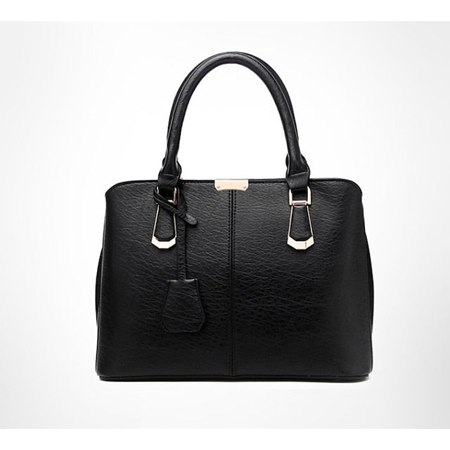 Elegant Faux Leather Structured Handbag – Green Women's