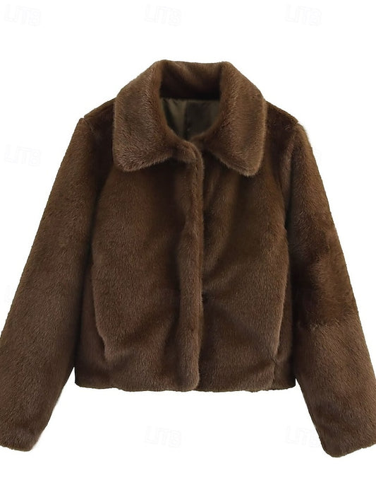 Comfortable Faux Warm Buttons Fur Women's Teddy Coat
