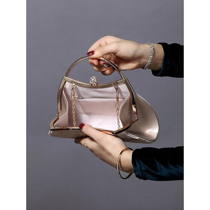 Elegant Velvet – Evening Clutch Pleated Women's Blue Navy