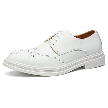 Perforated White Shoes Faux with Leather Men's Oxford
