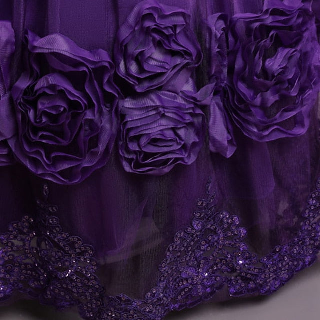 Floral Dress Little Line A Party Kids Plain Girls'