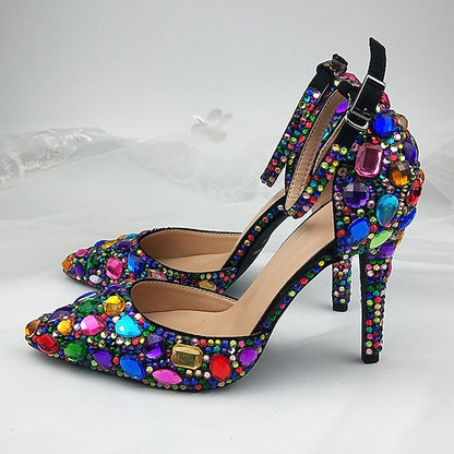 High Rhinestone Shoes Heel Multicolor Wedding Women's with