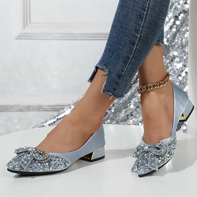 Bow Flats with Women's Rhinestone Glitter - Elegant Detail