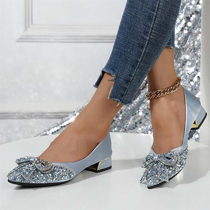 Bow Flats with Women's Rhinestone Glitter - Elegant Detail