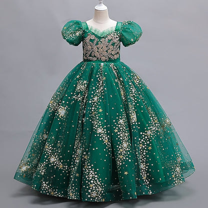 Short Flower Dress Polka Dot Girls' Party Star Kids