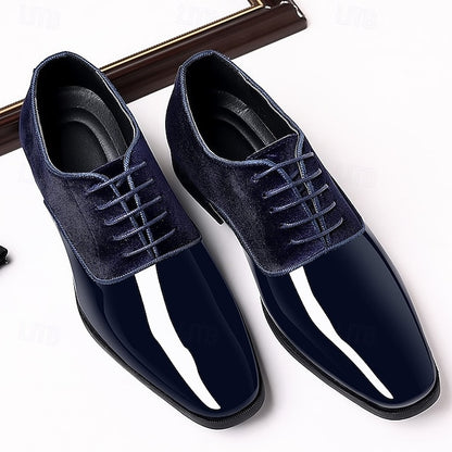 Navy Shoes Oxford Men's with Blue Leather Patent