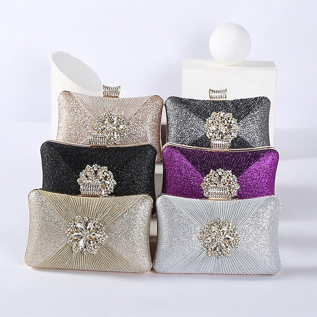 Strap with Gold Chain Bag Women's Elegant Rhinestone Clutch
