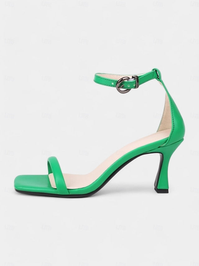 for Ankle Strap - Mid-Heel Minimalist Green Women Sleek Sandals