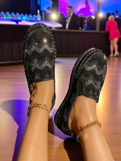 Mesh Sneakers with Glitter Women's Platform Slip-On