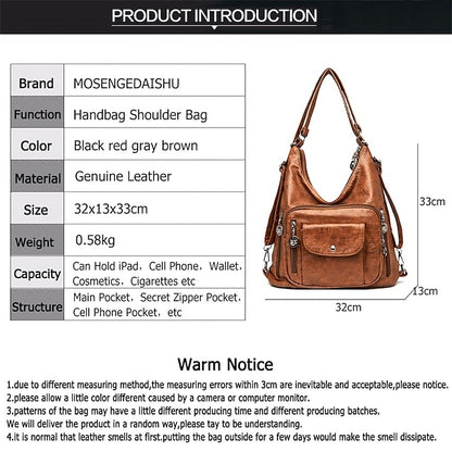Bag - Leather Women's Faux Hobo Vintage-Style Brown