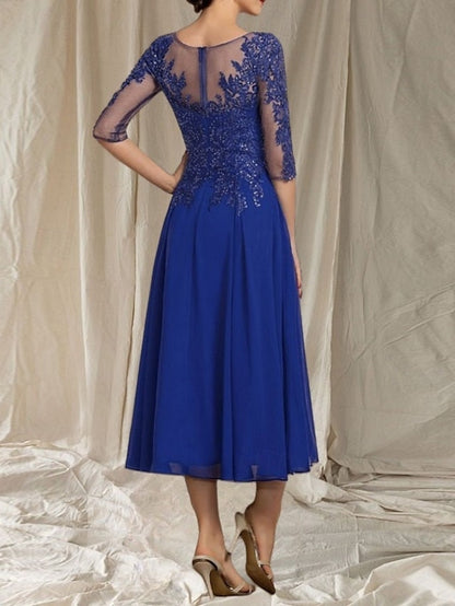 Neck A-Line Mother Bride Guest Crew the Elegant Wedding Dress of