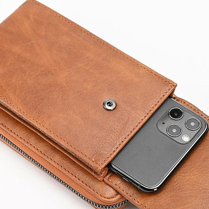 with Zipper Wallet Vintage Faux Crossbody Leather Women's