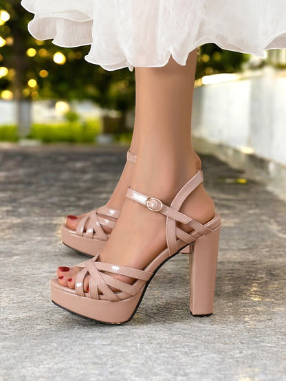 Nude for Sandals Women Platform Strappy High Heel –