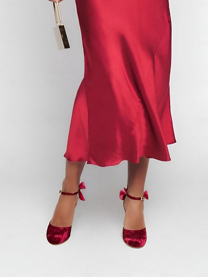 Velvet with Heels Women's Big Jane Bow Burgundy and Mary