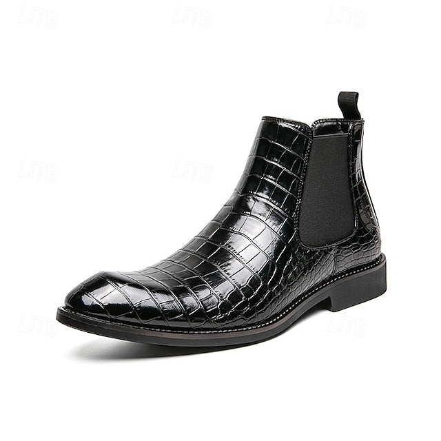Chelsea – Brown Slip-On Men's Pattern Crocodile Boots