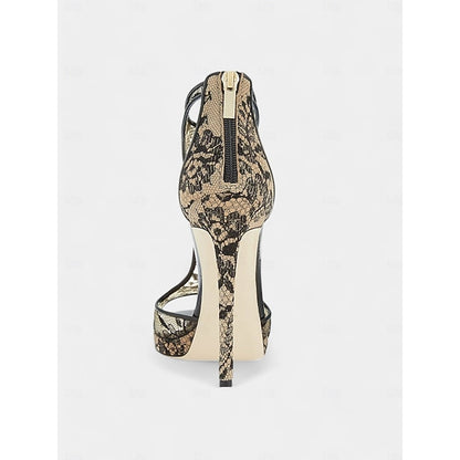 Mesh Design Heels Stiletto for with Peep-Toe Lace Black