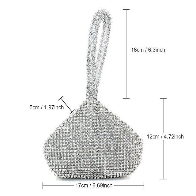 Women's Evening Rhinestone Bag Silver - Elegant Crystal