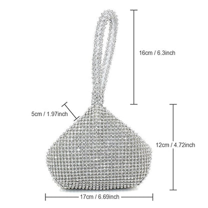 Women's Evening Rhinestone Bag Silver - Elegant Crystal