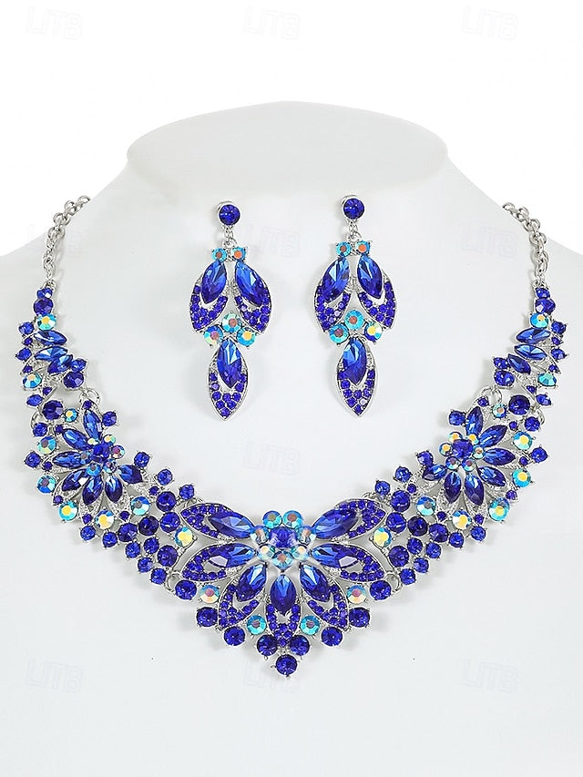 Jewelry Necklace Set Green – Crystal Statement Elegant
