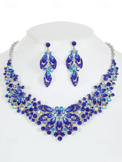 Jewelry Necklace Set Green – Crystal Statement Elegant