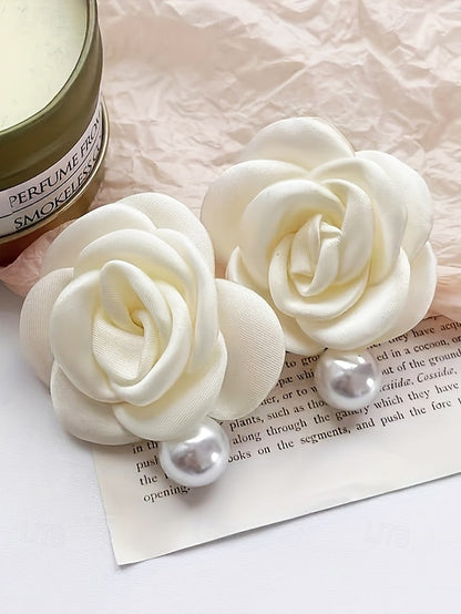 with Drop Stud Pearl Women's Faux Earrings Flower Elegant