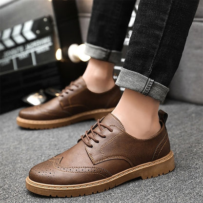 – Shoes Classic Oxford Faux Leather Men's Black Brogue