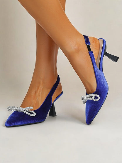 Cocktail Toe – Women's Heels Velvet Pointed Slingback
