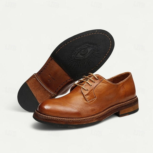 Men's Shoes Welt with Goodyear Tan Clean Leather Derby and