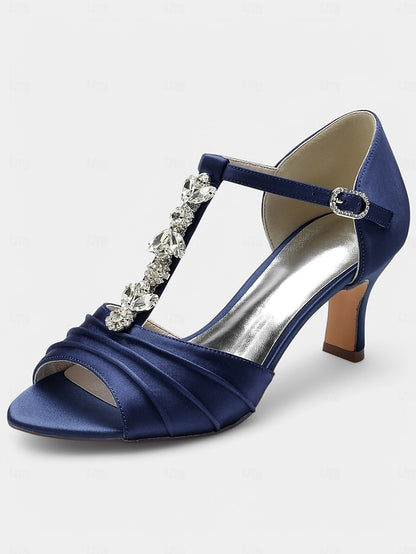 Crystal Bridal Open-Toe with Detail Heels Satin White –