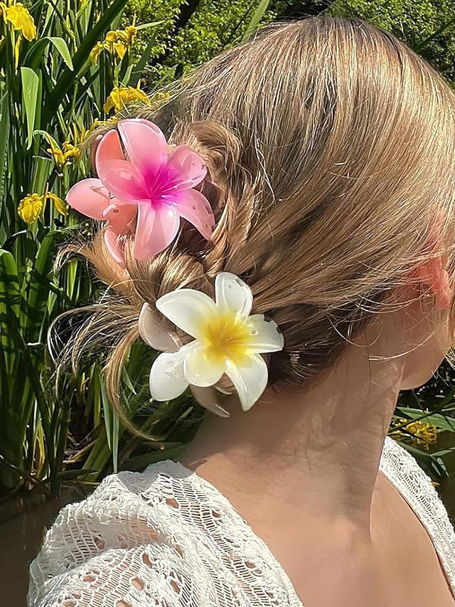 6PCS Hair Tropical Resin – Clips Plumeria Hawaiian Flower