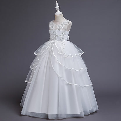 Kids Solid Dress Girls' Sleeveless Party Color