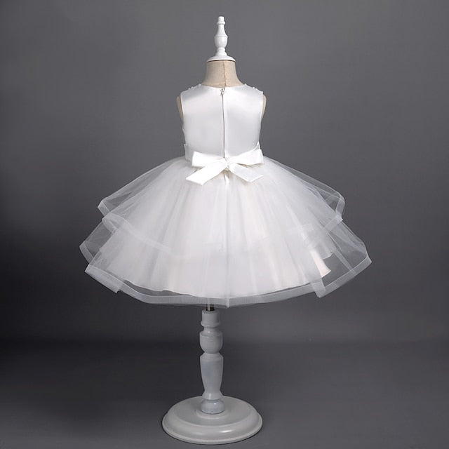 Dress Party Color Girls' Sleeveless Solid Toddler